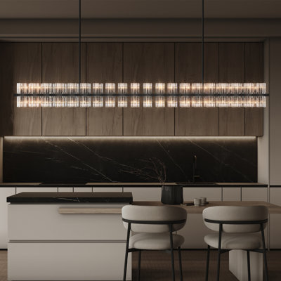 80-Light 72"L Dimmable Square / Rectangle Crystal Cup Chandelier with Crystal Accents(Bulbs Included)