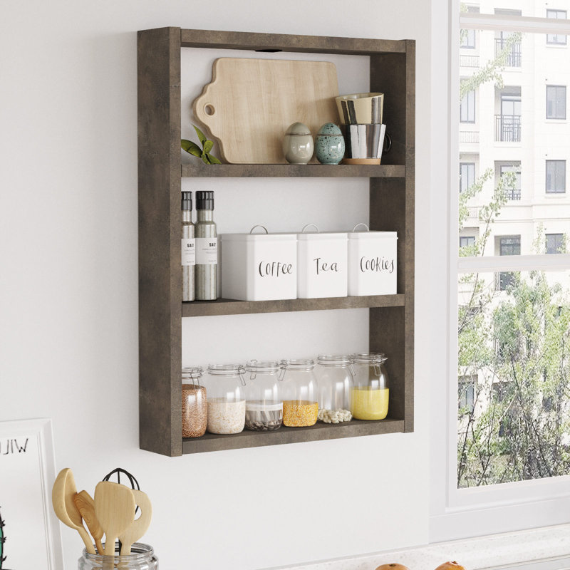 Roshaad 3 Piece Bracket Shelf, Brown