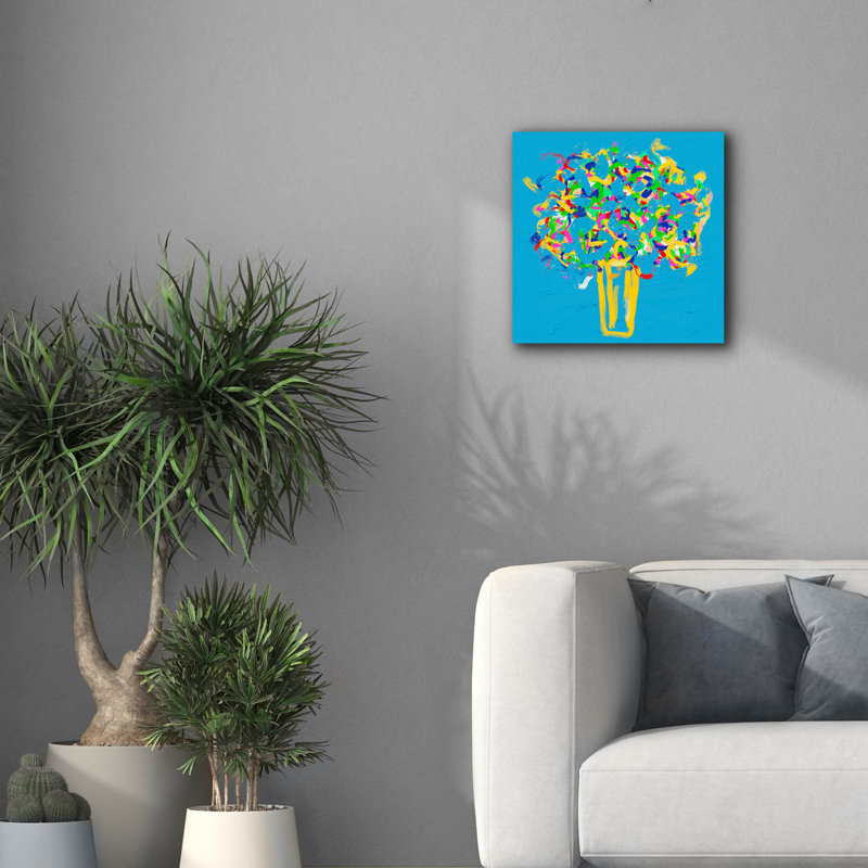 «Spring Flowers» par Cesare Bellassai, art mural sur toile, H 18 po x l 18 po x P 0,75 po