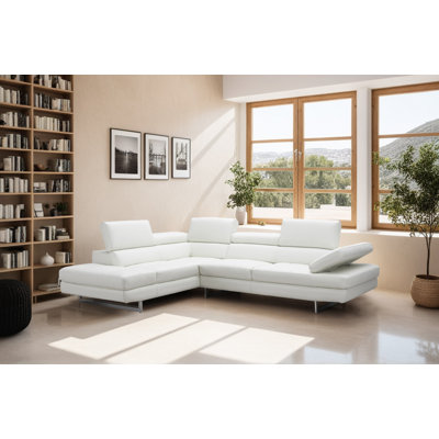 Antalya 2 - Piece Upholstered White Sectional