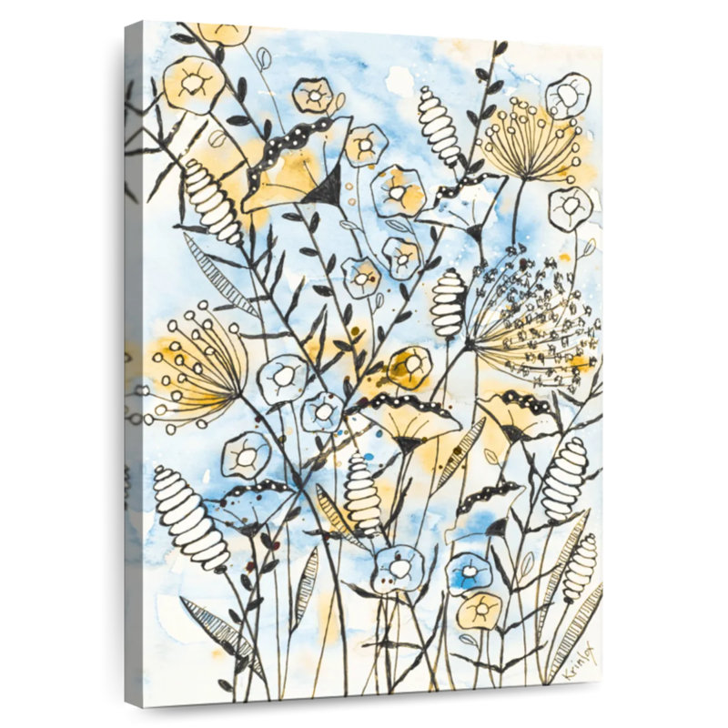 Harnek Yellow and Blue Blooms I, 48" H x 32" W