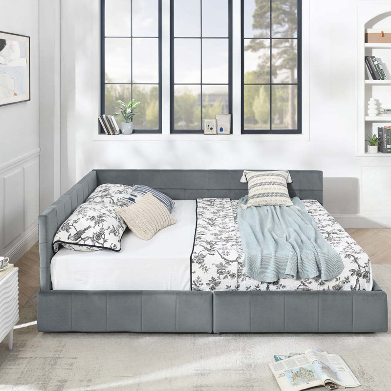 Velvet Storage Daybed, Gray, Queen
