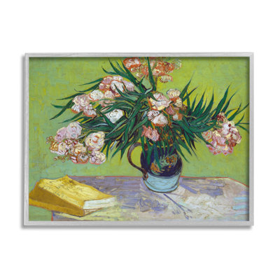 Bb-145-Fleurs classiques et livres encadrés sur bois par Vincent Van Gogh