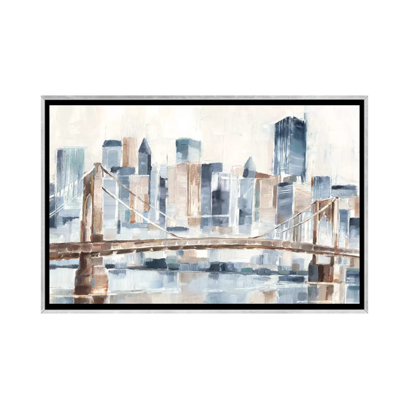 "Blue Hour II" par Ethan Harper, reproduction d’art, H 40 po x l 60 po x 1,5 po, Toile avec cadre argenté, Pas de tapis