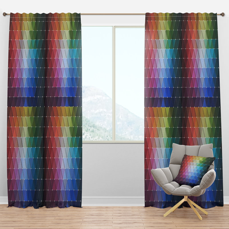 Panneau de rideau simple semi-transparent géométrique Rainbow, l 52 po x L 108 po