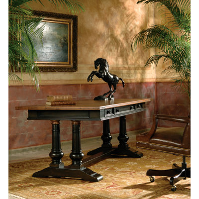 Bureau à tréteaux de 72 po Hekman, finition onyx frotté
