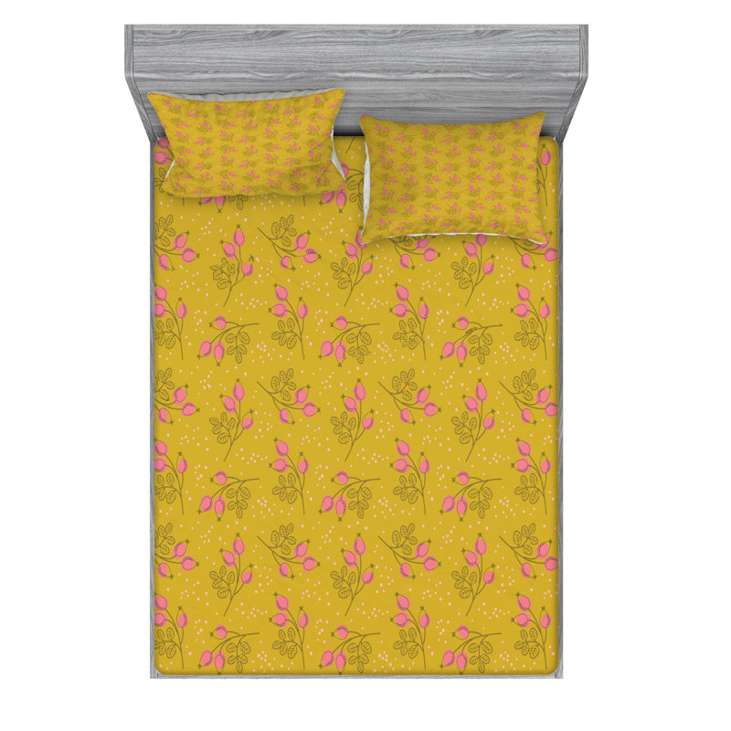 Microfiber Floral Sheet Set, Full Sheet Set + Fitted Sheet + 2 Pillowcases
