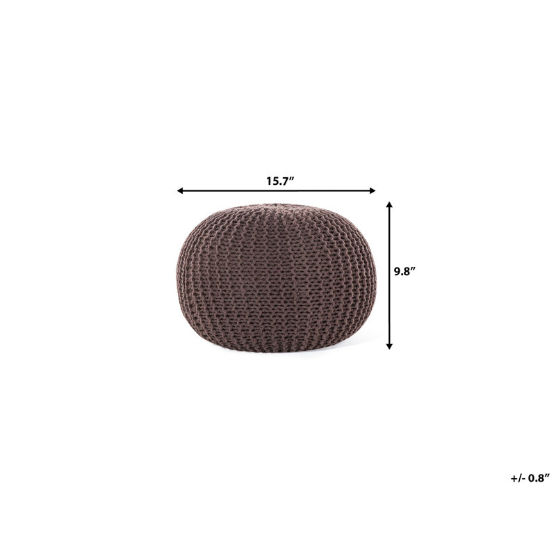 Bentall 40cm Wide Round Pouf Ottoman, Brown