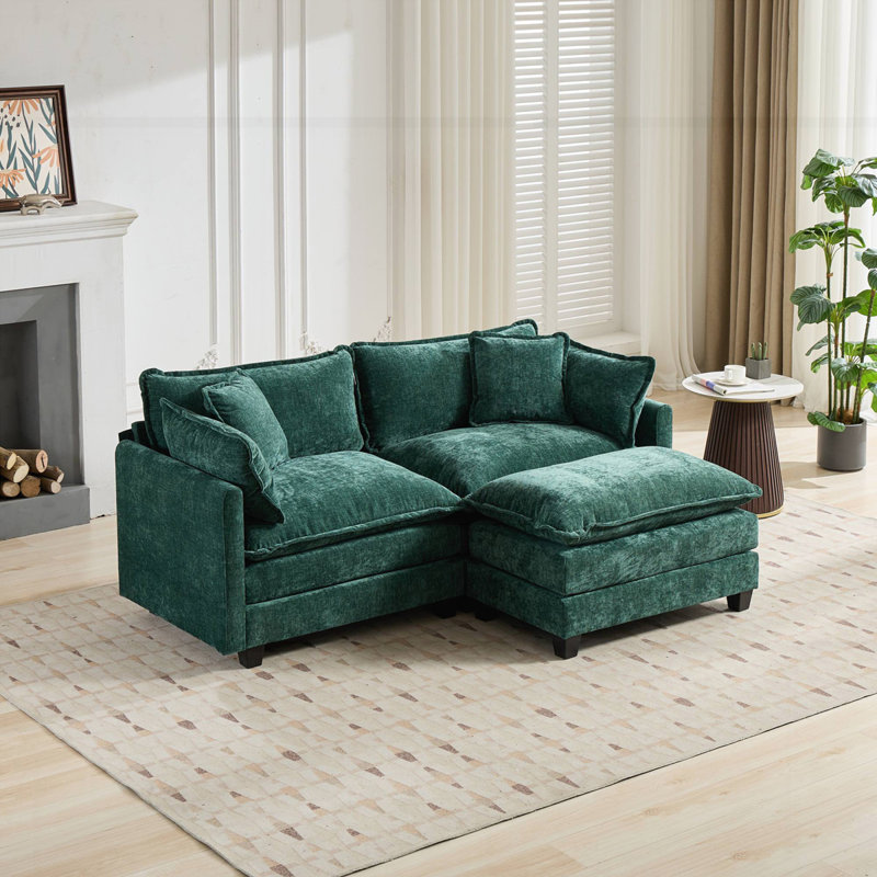 Modern Cloud Ottoman, Green