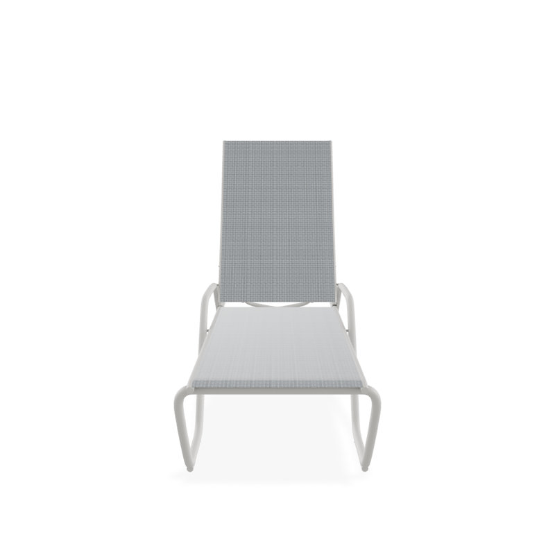 Outdoor Rust-Resistant Metal Chaise Lounge, Textured Snow, Boulder