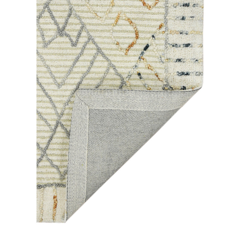 Tapis ivoire en laine bouclé / crocheté à la main Ahnjayla, Rectangle de 2 pi x 3 pi