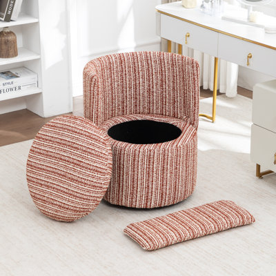 Upholstered Accent Chair Vanity Chair With Storage&Wheels
