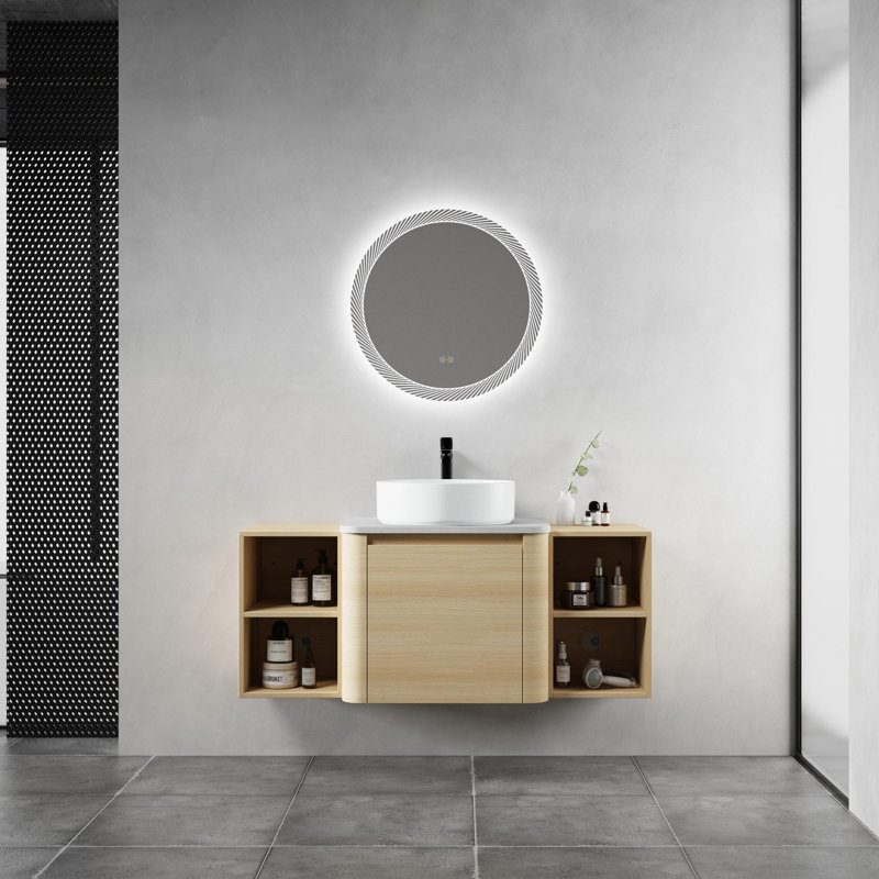 Ensemble de meuble-lavabo mural 48 po avec 2 tablettes de rangement