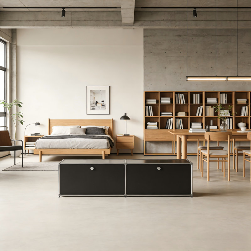  Modern Storage Cabinet, Modular Metal Sideboard, Versatile Steel Office Credenza & Lowboard for Living Room, Kitchen, Home Office