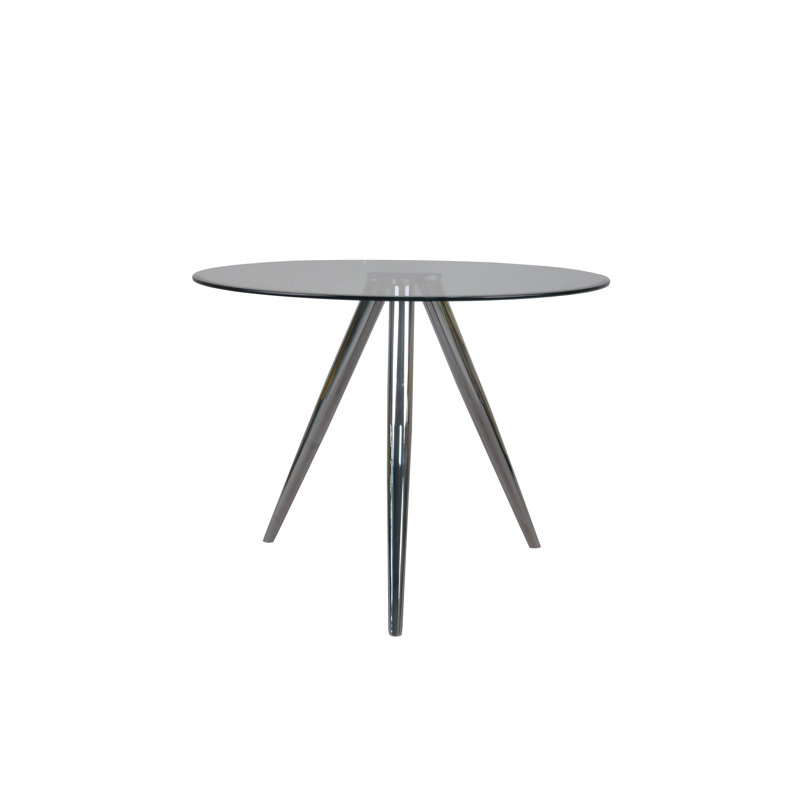 Montelongo Round Glass Top Metal Base Dining Table