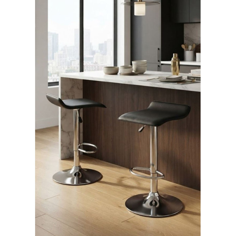 Sevilla Pu Upholstered Adjustable Stool, Black