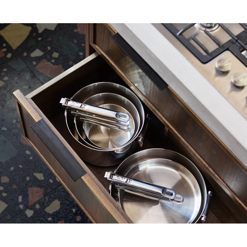Batterie de cuisine en acier inoxydable avec poignées pliantes 8 pièces Joseph
