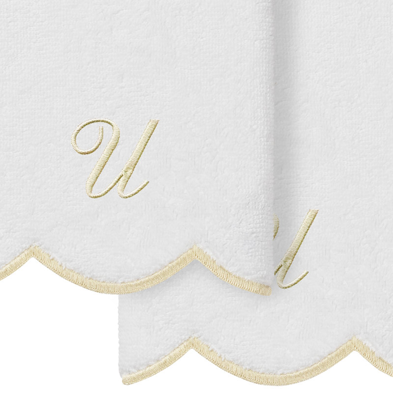 Ensemble de serviettes Linum Home Textiles 100% coton turc ADORNIA, Blanc / beige, U, Ensemble de 2 serviettes à doigts