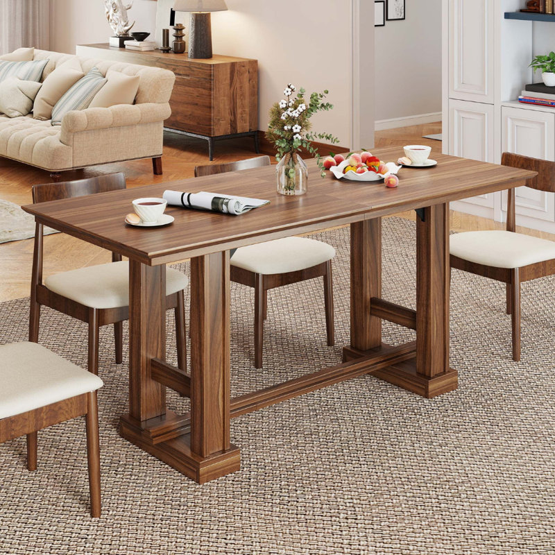 Balconera 70" Farmhouse Dining Table For 6–10 People, Brown