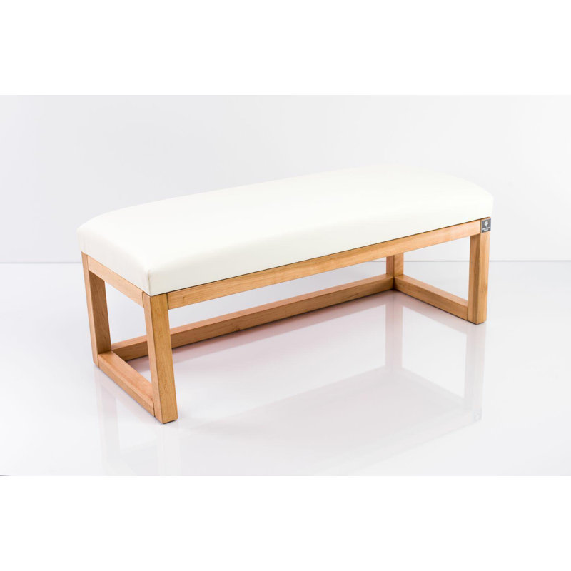 Faux Leather Upholstered Bench, White, 40cm H x 65cm W x 35cm D