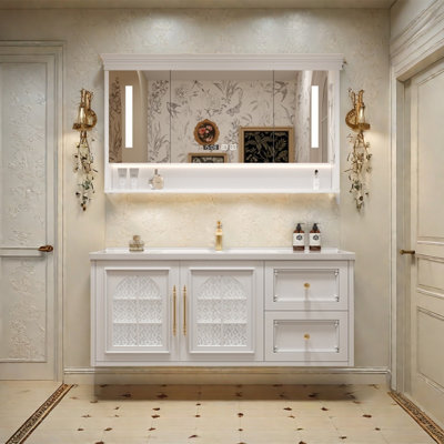 French light luxury cream style bathroom cabinet