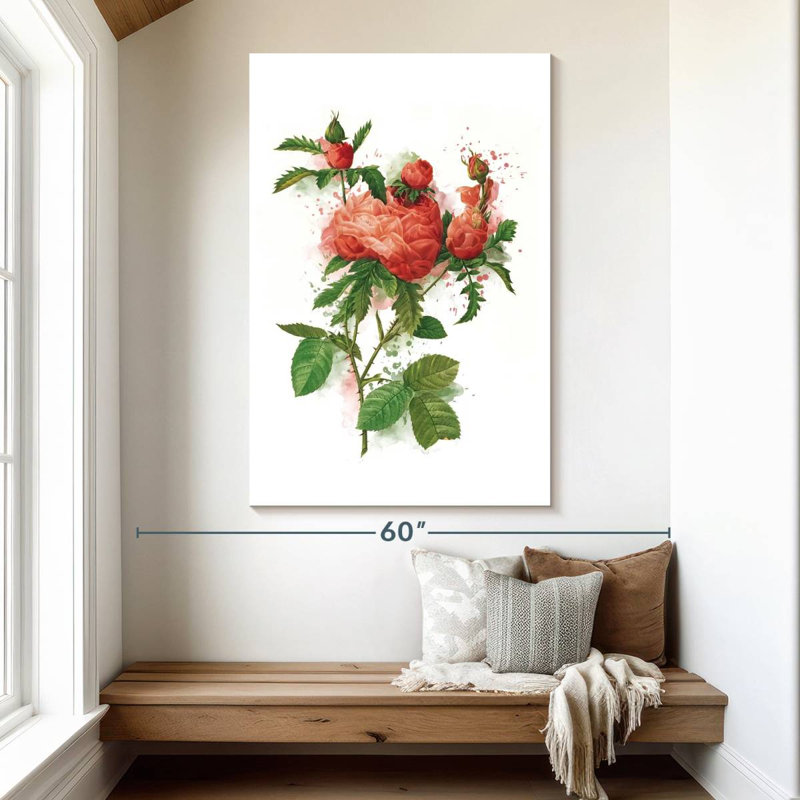 Red Rose Branch Splash, 51" H x 34" W