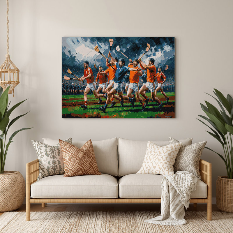 Art sportif en métal vert Sports Hurling, H 12 po x l 18 po