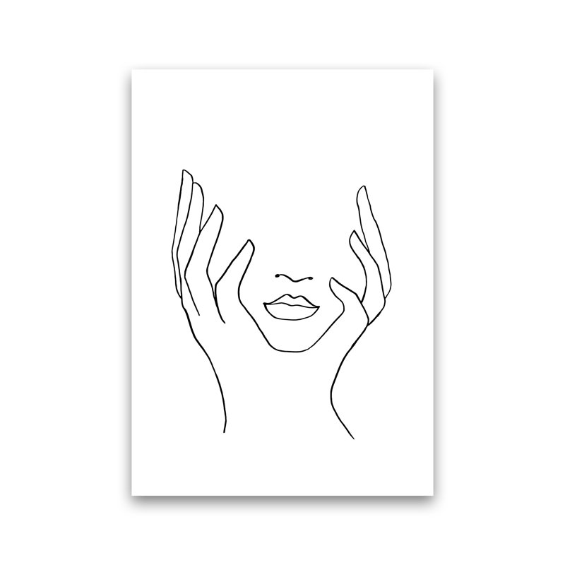 Line Art Holding Face by Planeta444 - Print, No Framed, 84cm H x 60cm W x 1cm D