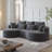Boneless Modern Upholstered Oversized Sectional Sofa, 105-Inch Chenille 4-Seater Extra Deep & Wide Seat Curved Cloud Couch with 7 Pillows, Free Combination Sofa Couch for Living Room,Bedroom-814674781-814674783