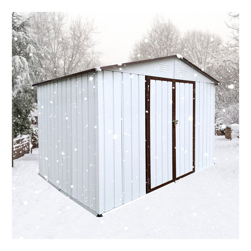 Metal Garden Sheds 6Ftx8ft Outdoor Storage Sheds Green+White, White