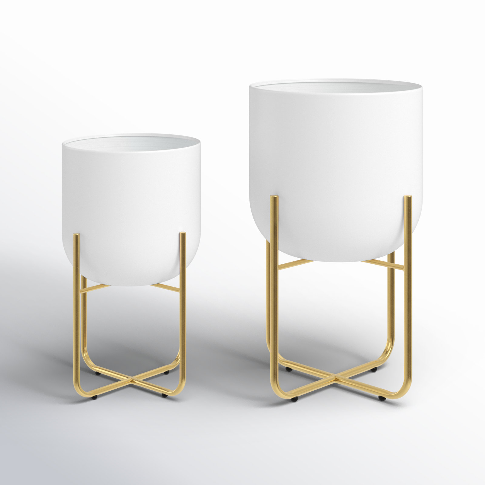 Nickson 10" Pot Planter, White/Gold