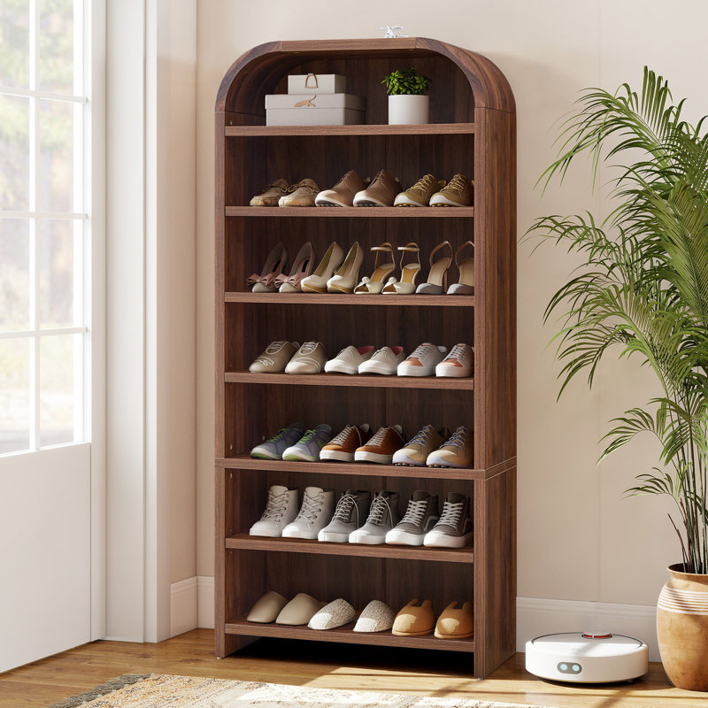 21 Pair Shoe Cabinet, 7-Tier Shoe Storage Cabinet, Walnut