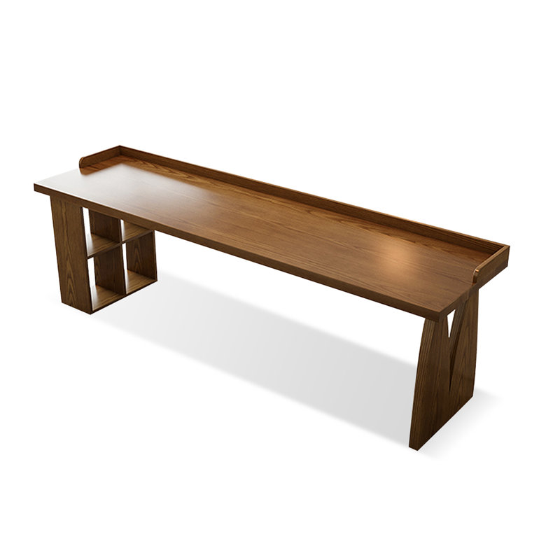 86.61"Light walnut Rectangular Solid Wood desks, 29.53" H x 86.61" W x 23.62" D
