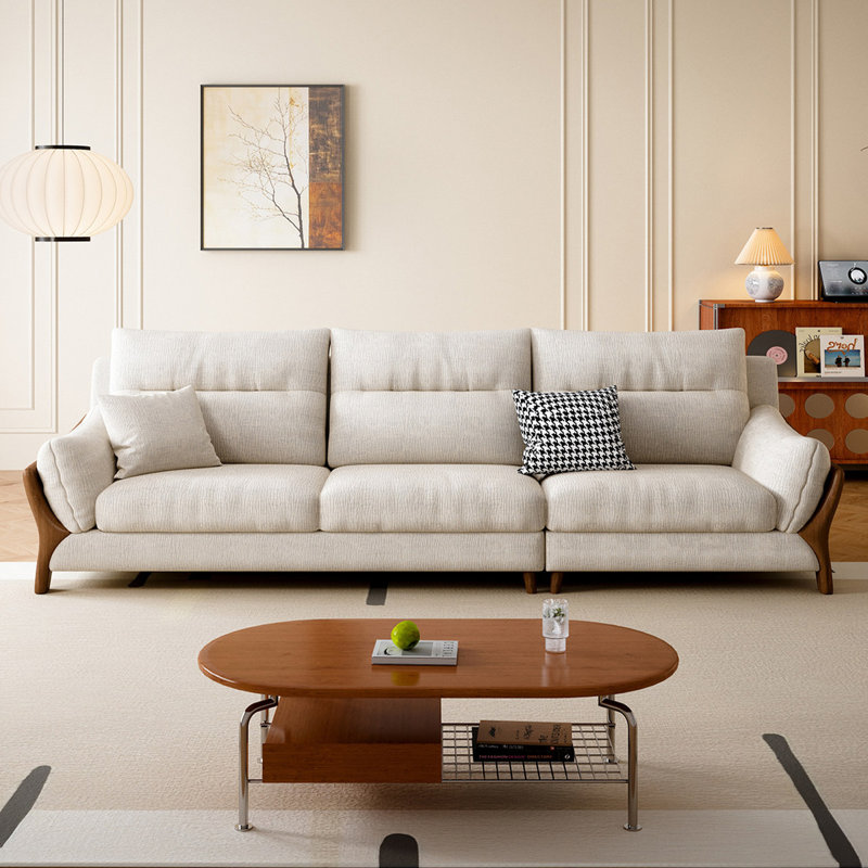 Canapé beige modulaire en chenille, H 37,4 po x l 110,24 po x P 35,83 po, Beige