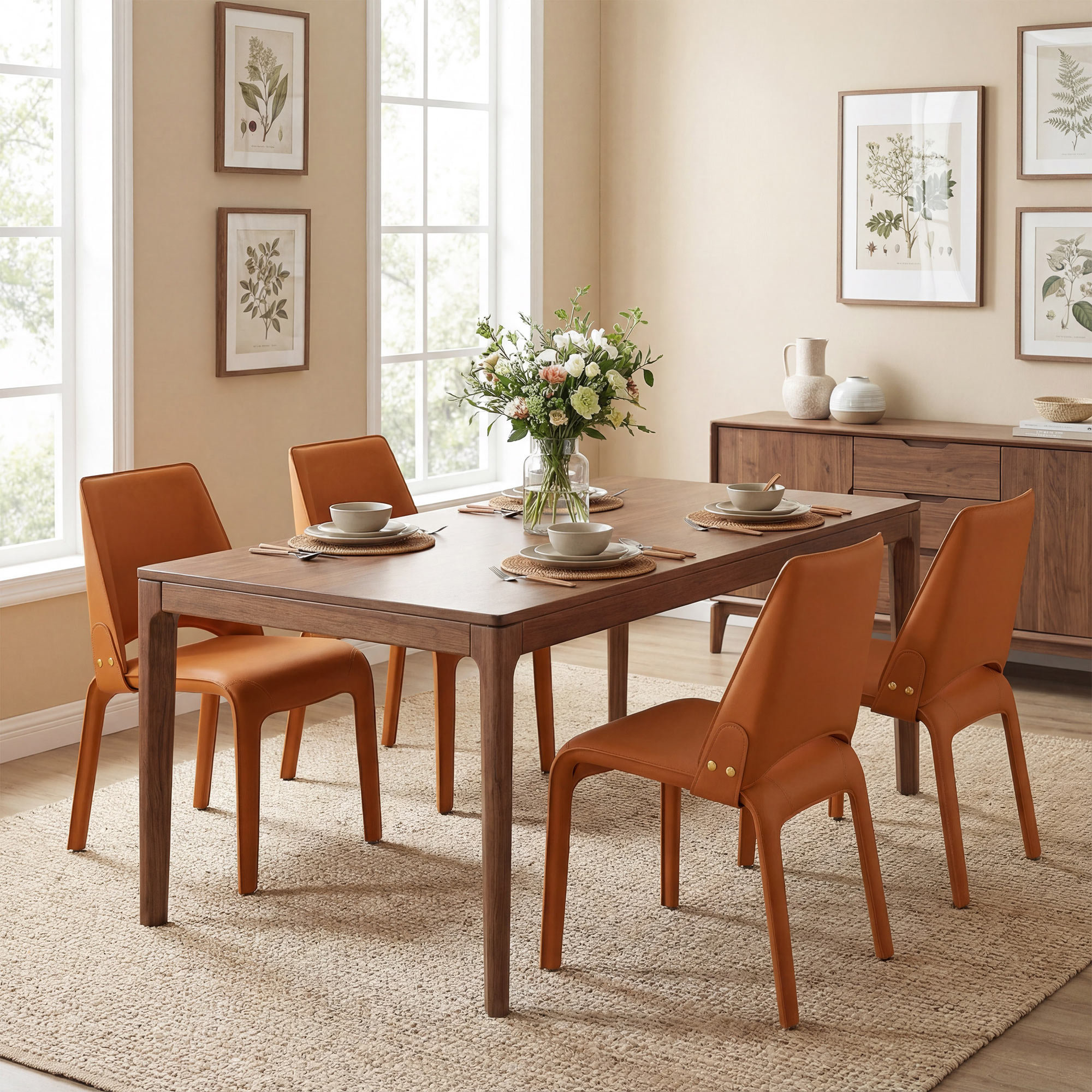 Vannes Vegan Leather Dining Chair, 1, Orange, Minimal Assembly Needed