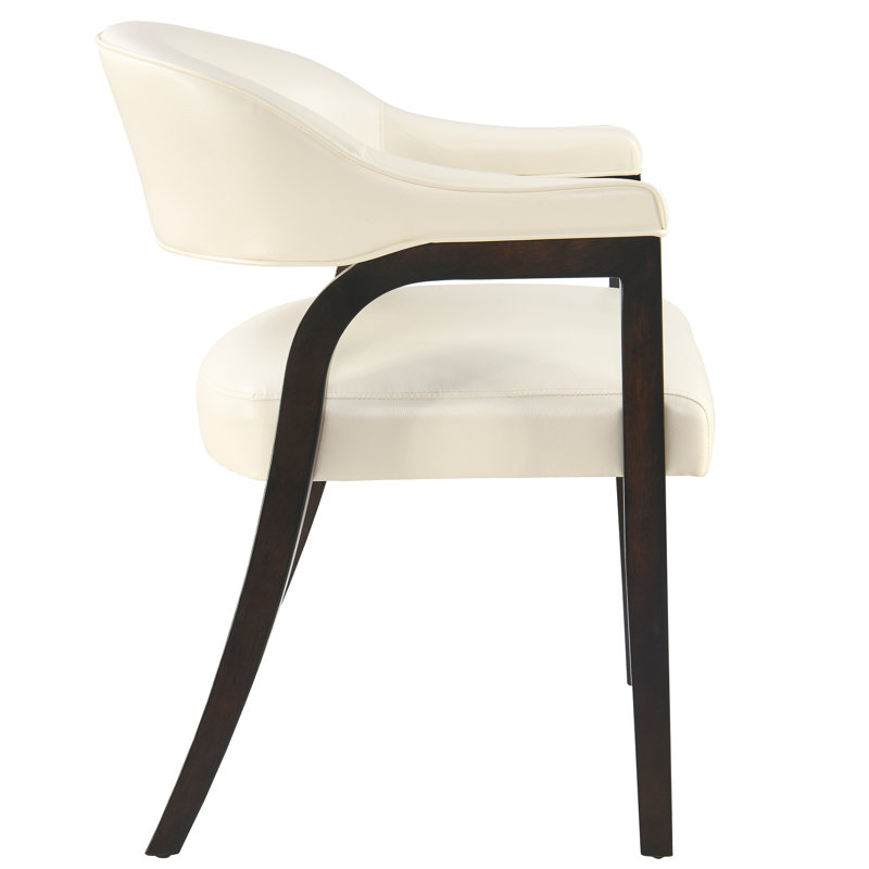 Ensemble de 2 chaises de salle à manger de style Mid-Century moderne en similicuir rembourré, structure en bois massif, et siège de salle à manger confortable blanc crème LUMera