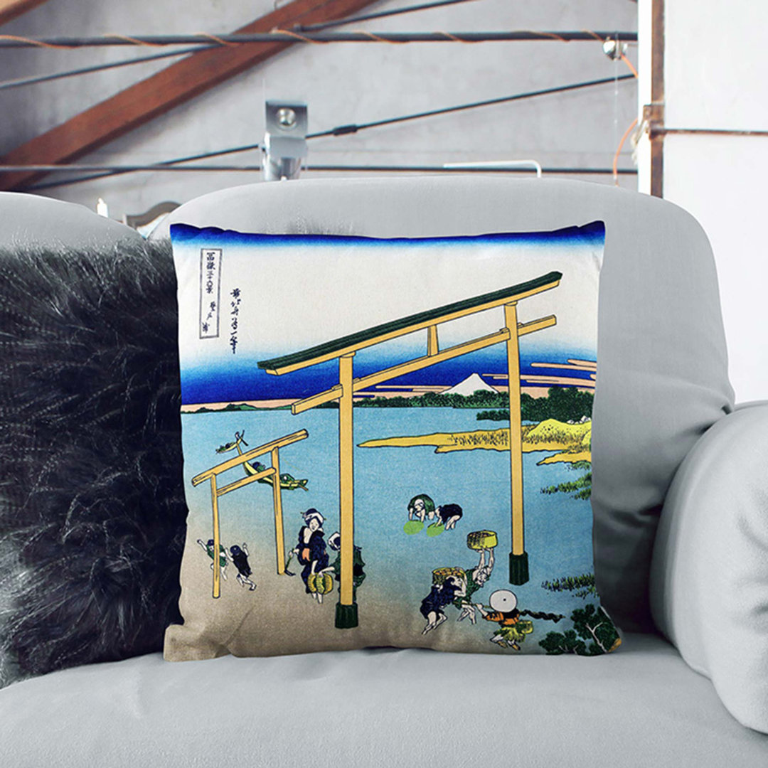 Bay of Noboto by Katsushika Hokusai Cushion with Filling