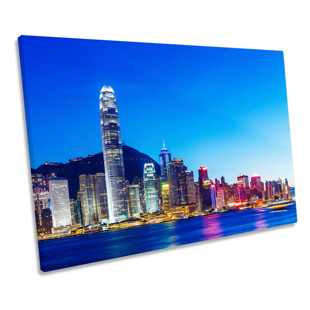 Hong Kong Skyline City - Wrapped Canvas Print