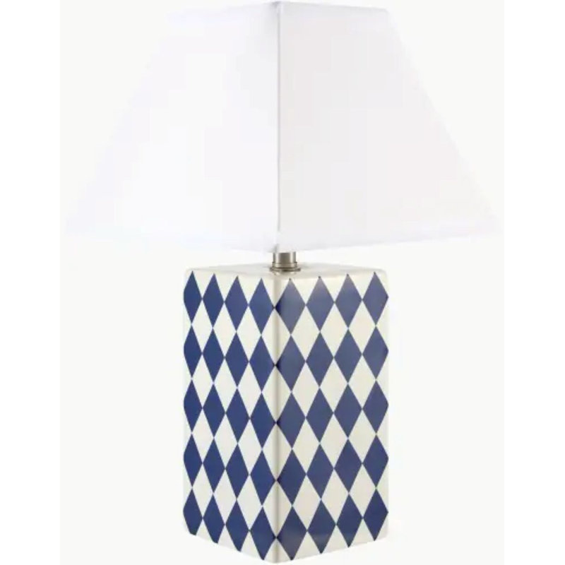 Verrett Table Lamp, White, Dark Blue