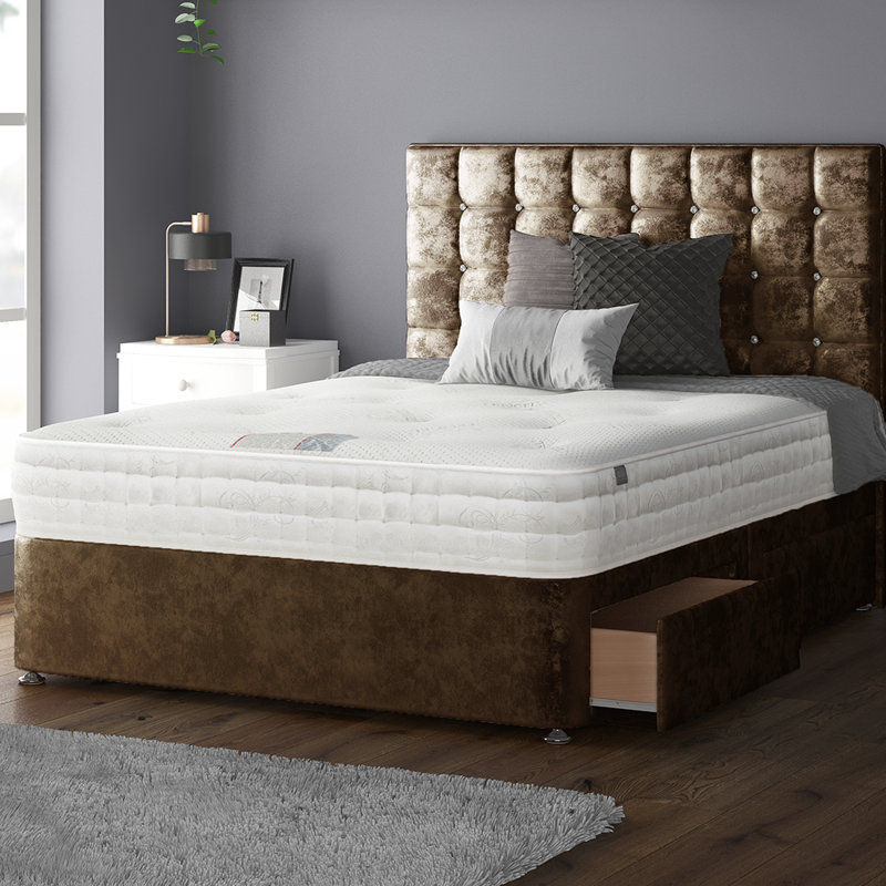 Galarza Divan Bed Base, Small Double (4'), Truffle, 4 Drawers
