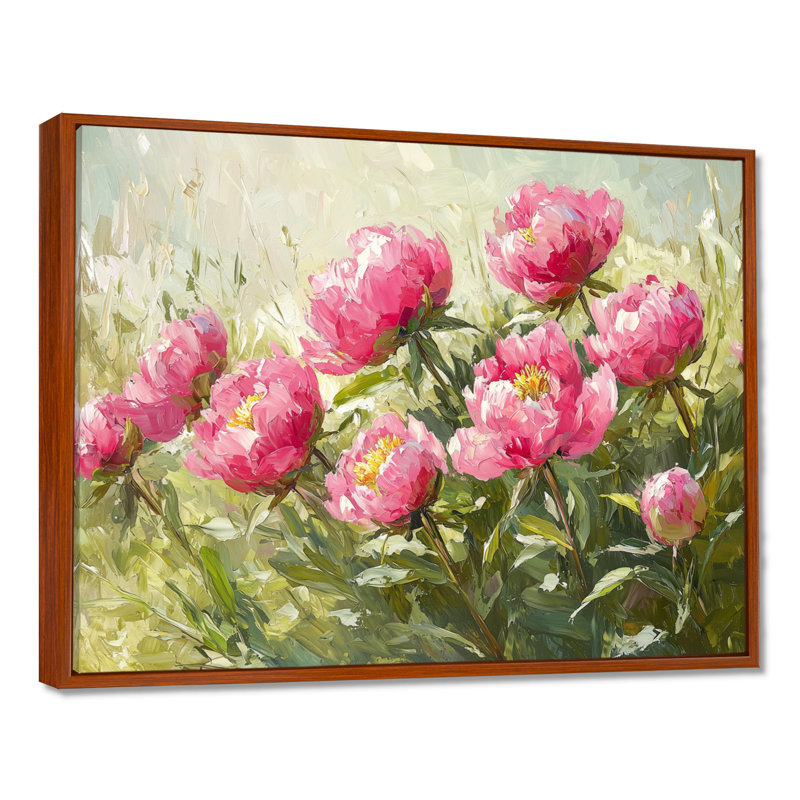 Imrie, pivoines par le champ de printemps II - pivoines, art mural, H 30 po x l 40 po, Brun, Impression encadrée flottante