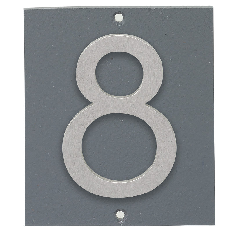 Plaque d’adresse murale sur 1 ligne flottante, Gris, Aluminium brossé, Oui
