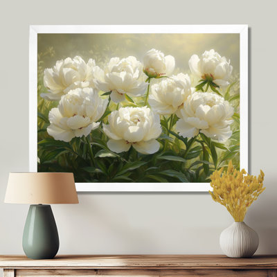 White Petal Serenity Of Peonies Sunset I - Peonies Canvas Print Wall Art