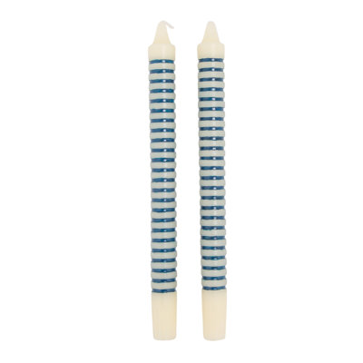 Unscented Horizontal-Striped Taper Candles In Box