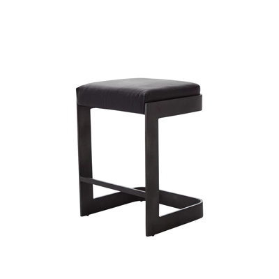 Regan Bar Stool w/Black Leather-Graphite