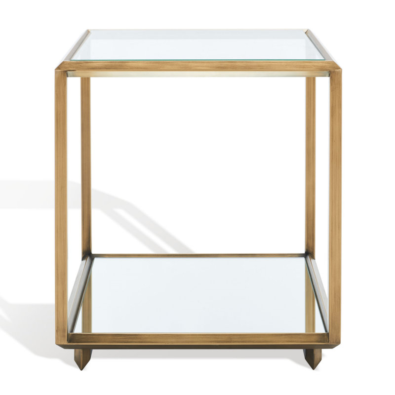 Flodie Mirrored Glass Top End Table