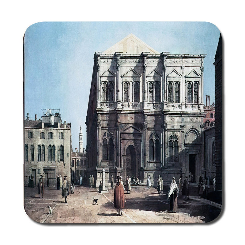 City Scene Placemats And Coaster Set With Historic Architecture Artwork