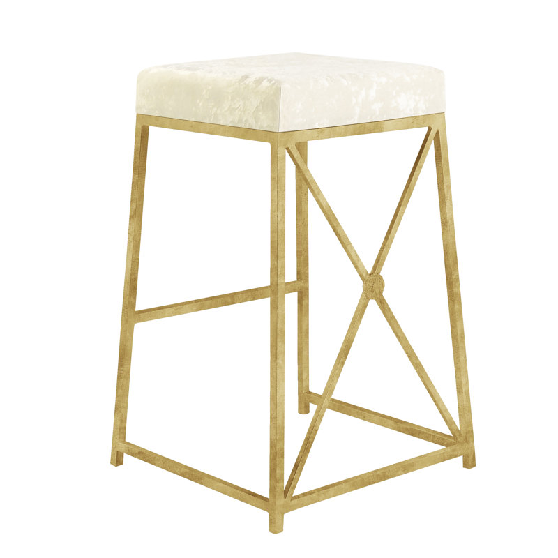 Tabouret Medallion, A la mode ivoire / feuille d'or