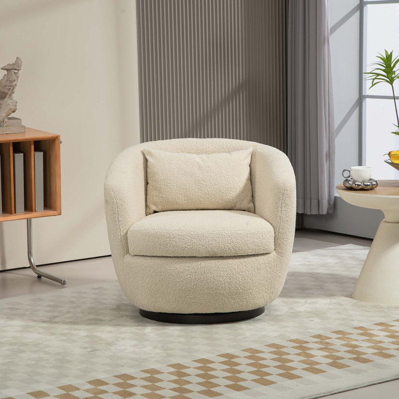 Fauteuil demi-tonneau pivotant de 30,3 po Dollinda, Beige