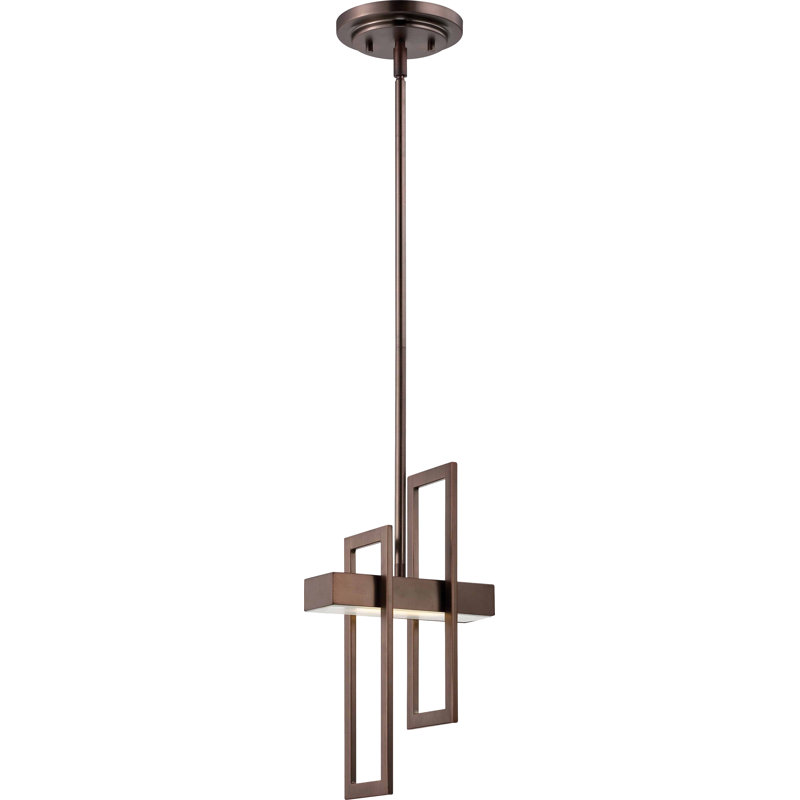 Saedi 1-Light Single Geometric LED Pendant, Hazel Bronze